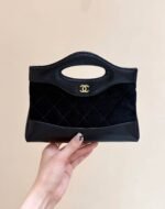 25S CHANEL MINI SHOPPING BAG 20 IN BLACK SUEDE CALFSKIN - Image 12