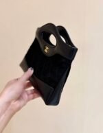 25S CHANEL MINI SHOPPING BAG 20 IN BLACK SUEDE CALFSKIN - Image 5