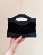 25S CHANEL MINI SHOPPING BAG 20 IN BLACK SUEDE CALFSKIN - Image 2