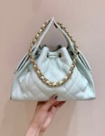 CHANEL 25S HANDBAG IN PALE CYAN 30 CALFSKIN GOLD HARDWARE - Image 6