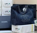 CHANEL 25S VINTEGA DENIM TOTE BAG 48 IN BLUE DENIM SILVER HARDWARE - Image 15