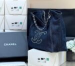 CHANEL 25S VINTEGA DENIM TOTE BAG 48 IN BLUE DENIM SILVER HARDWARE - Image 8