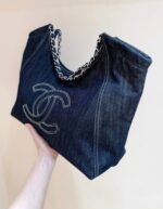 CHANEL 25S VINTEGA DENIM TOTE BAG 48 IN BLUE DENIM SILVER HARDWARE - Image 12