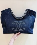 CHANEL 25S VINTEGA DENIM TOTE BAG 48 IN BLUE DENIM SILVER HARDWARE - Image 10