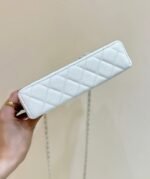 STRASS VANITY QUILTED CASE 19 IN WHITE CALFSKIN WITH GOLD METALLIC - Image 7