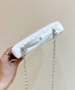 STRASS VANITY QUILTED CASE 19 IN WHITE CALFSKIN WITH GOLD METALLIC - Image 13
