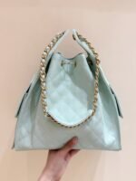 CHANEL 25S HANDBAG IN PALE CYAN 40 GRAINED CALFSKIN GOLD HARDWARE - Image 11