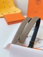 MINI H BELT BUCKLE & REVERSIBLE CAMEL BROWN LEATHER STRAP 24 MM GOLD HARDWARE - Image 8