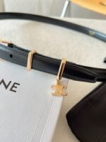 CELINE 25S BELT 18MM IN BLACK ELEGANT CHARM TAURILLON GOLD HARDWARE 585792 - Image 12