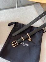 CELINE 25S BELT 18MM IN BLACK ELEGANT CHARM TAURILLON GOLD HARDWARE 585792 - Image 16