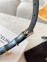 CELINE 25S BELT 18MM IN BLACK ELEGANT CHARM TAURILLON GOLD HARDWARE 585792 - Image 8