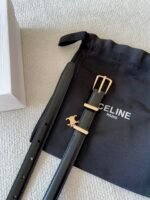 CELINE 25S BELT 18MM IN BLACK ELEGANT CHARM TAURILLON GOLD HARDWARE 585792 - Image 9