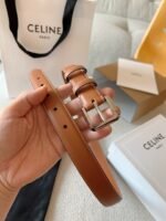 CELINE 25S BELT 25MM IN BROWN CALFSKIN SILVER HARDWARE 561793 - Image 11