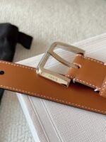 CELINE 25S BELT 25MM IN BROWN CALFSKIN SILVER HARDWARE 561793 - Image 13