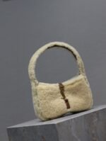 LE 5 À 7 MINI BAG 19 IN CREAM SHEARLING AND BROWN CALFSKIN TRIM - Image 12