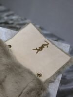 KATE SMALL BAG 22 IN ECRU BEIGE RABBIT FUR GOLD CHAIN - Image 7