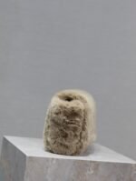 KATE SMALL BAG 22 IN ECRU BEIGE RABBIT FUR GOLD CHAIN - Image 8