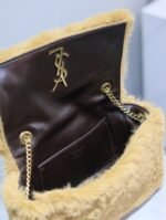 KATE SMALL BAG 22 IN PEANUT BROWN RABBIT FUR GOLD CHAIN - Image 5