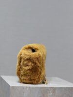 KATE SMALL BAG 22 IN PEANUT BROWN RABBIT FUR GOLD CHAIN - Image 7
