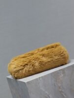 KATE SMALL BAG 22 IN PEANUT BROWN RABBIT FUR GOLD CHAIN - Image 18