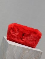 KATE SMALL BAG 22 IN SCARLET RED RABBIT FUR GOLD CHAIN - Image 17