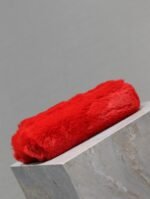 KATE SMALL BAG 22 IN SCARLET RED RABBIT FUR GOLD CHAIN - Image 9