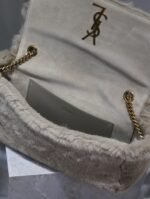 KATE FLAP BAG 28 IN ECRU BEIGE RABBIT FUR GOLD CHAIN - Image 11