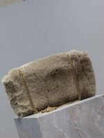 KATE FLAP BAG 28 IN ECRU BEIGE RABBIT FUR GOLD CHAIN - Image 8