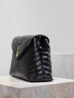 LOULOU LARGE 36 IN BLACK QUILTED CALFSKIN GOLD HARDWARE - Image 2