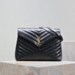LOULOU LARGE 36 IN BLACK QUILTED CALFSKIN GOLD HARDWARE - Image 10