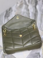 YSL 25S LOULOU PUFFER MM 29 IN DARK OLIVE CALFSKIN GOLD HARDWRE - Image 14