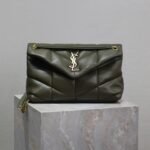 YSL 25S LOULOU PUFFER MM 29 IN DARK OLIVE CALFSKIN GOLD HARDWARE - Image 10