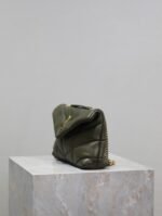 YSL 25S LOULOU PUFFER MINI 23 IN DARK OLIVE CALFSKIN GOLD HARDWARE - Image 16