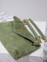 YSL 25S LOULOU PUFFER MM 29 IN GREEN SUEDE GOLD HARDWARE - Image 13