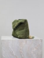 YSL 25S LOULOU PUFFER MINI 23 IN GREEN SUEDE GOLD HARDWRE - Image 7