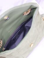 YSL 25S LOULOU PUFFER MINI 23 IN GREEN SUEDE GOLD HARDWRE - Image 17