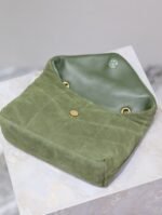 YSL 25S LOULOU PUFFER MINI 23 IN GREEN SUEDE GOLD HARDWARE - Image 4