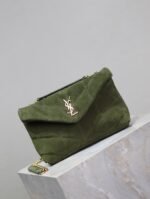 YSL 25S LOULOU PUFFER MINI 23 IN GREEN SUEDE GOLD HARDWRE - Image 15