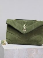 YSL 25S LOULOU PUFFER MINI 23 IN GREEN SUEDE GOLD HARDWARE - Image 12