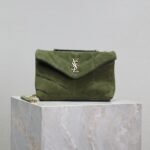 YSL 25S LOULOU PUFFER MINI 23 IN GREEN SUEDE GOLD HARDWARE - Image 10