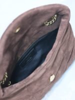 YSL 25S LOULOU PUFFER MINI 23 IN DARK BROWN SUEDE GOLD HARDWARE - Image 5