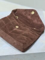 YSL 25S LOULOU PUFFER MINI 23 IN DARK BROWN SUEDE GOLD HARDWARE - Image 13