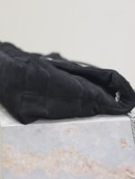YSL 25S LOULOU PUFFER GM 35 IN BLACK SUEDE SILVER HARDWRE - Image 8