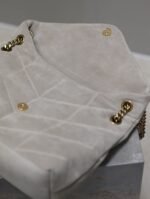 YSL 25S LOULOU PUFFER GM 35 IN SMOKEY TAUPE SUEDE GOLD HARDWRE - Image 13