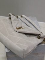 YSL 25S LOULOU PUFFER GM 35 IN SMOKEY TAUPE SUEDE GOLD HARDWARE - Image 15