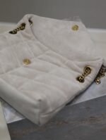 YSL 25S LOULOU PUFFER MM 29 IN SMOKEY TAUPE SUEDE GOLD HARDWRE - Image 15