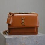 YSL 25S SUNSET BAG 22 IN DARK CARAMEL CALFSKIN GOLD HARDWRE - Image 10