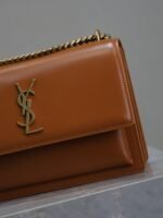 YSL 25S SUNSET BAG 22 IN DARK CARAMEL CALFSKIN GOLD HARDWRE - Image 12