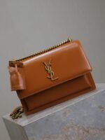 YSL 25S SUNSET BAG 22 IN DARK CARAMEL CALFSKIN GOLD HARDWRE - Image 6