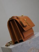 YSL 25S SUNSET BAG 22 IN DARK CARAMEL CALFSKIN GOLD HARDWARE - Image 13